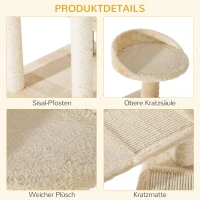 Drapak do ostrzenia pazurów, drapak dla kota z sizalowymi słupkami, drzewko wspinaczkowe dla kota, beżowy(m-6)