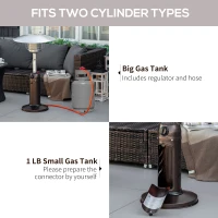 Outsunny 4KW Gas Patio Heater with Tip-over Protection, Outdoor Heater with Piezo Ignition, Adjustable Heat, Regulator and Hose for Garden, Outdoors, Brown(m-4)