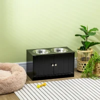 PawHut Statie Hranire Caini Mari – 2 Boluri Inox & Depozitare(m-10)