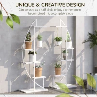 Outsunny Suport pentru plante cu 5 niveluri Scara in forma de jumatate de luna Suport pentru ghivece Raft pentru interior, exterior, camera de zi, studiu, balcon si dormitor(m-7)