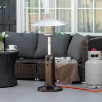 Outsunny 4KW Gas Patio Heater with Tip-over Protection, Outdoor Heater with Piezo Ignition, Adjustable Heat, Regulator and Hose for Garden, Outdoors, Brown(m-10)