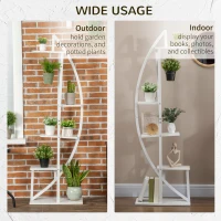 Outsunny Suport pentru plante cu 5 niveluri Scara in forma de jumatate de luna Suport pentru ghivece Raft pentru interior, exterior, camera de zi, studiu, balcon si dormitor(m-6)