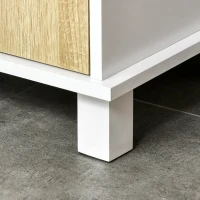 Kleankin Dulap de depozitare pentru baie inalt ,Organizator lateral subtire cu polita deschisa cu 2 niveluri, dulap, usa, alb(m-9)