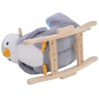HOMCOM Schommelstoel met muziek schommelpinguïn schommelpaard handgrepen pluche(m-7)
