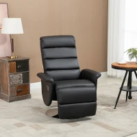 HOMCOM Poltrona Relax Reclinabile e Girevole con Poggiapiedi Effetto Pelle, 75x92x105cm, Nero(m-2)