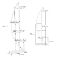 Outsunny Suport pentru plante cu 5 niveluri Scara in forma de jumatate de luna Suport pentru ghivece Raft pentru interior, exterior, camera de zi, studiu, balcon si dormitor(m-3)