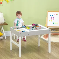 HOMCOM Kids Table and Chair Set, with Storage Space - Grey(m-10)