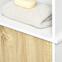 Kleankin Dulap de depozitare pentru baie inalt ,Organizator lateral subtire cu polita deschisa cu 2 niveluri, dulap, usa, alb(m-7)