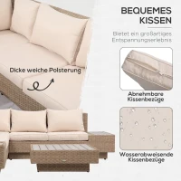 poly-rotan tuinmeubelen 4-delige loungeset zitgroep set met aflegvlakken(m-5)