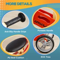 AIYAPLAY Bicicleta de echilibru din lemn 2 in 1, tricicleta pentru calareti timpurii, bicicleta de echilibru usoara pentru copii cu sa reglabila, maner portabil, rosu(m-7)