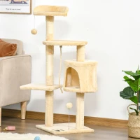 PawHut Kattenboom krabboom slaapgrot klimboom trap speelboom 4 lagen 114 cm(m-10)