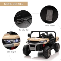 HOMCOM 12V 2 Seater Kids Electric Ride-On Car with Electric Bucket, Remote Control - Yellow(m-8)