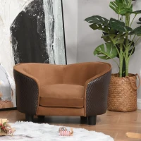 PawHut Canapea pentru Intern pentru Caini cu Perne cu Husa Detasabila Maro 70x48x40cm(m-2)