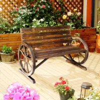 Outsunny 2-persoons tuinbank zitbank wieldesign tuinzitje houten bank landelijke stijl(m-2)