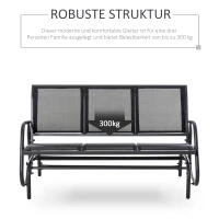 Ławka bujana Outsunny 3-osobowa ławka ogrodowa huśtawka ogrodowa ławka parkowa metal czarna 151 x 75 x 85 cm(m-5)