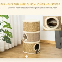 PawHut kattenkrabpaal Kattenton voor katten 3 niveaus Krabpaal klimboom Kattenmeubel met sisal pluche 37,5 x 37,5 x 70 cm(m-4)