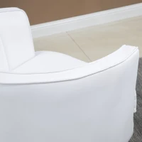 HOMCOM Fotoliu modern din piele artificiala cu picioare de otel, scaun decorativ tapitat, pentru sufragerie si dormitor, alb(m-7)