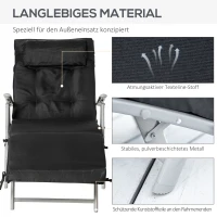 Outsunny leżak leżak plażowy leżak ogrodowy składany regulowany metal czarny(m-7)