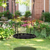 HOMCOM Nestschaukel Kinderschaukel Garten-Schaukel Kinder Rundschaukel bis 100 kg belastbar Metall Netzgewebe Schwarz Ø60 cm(m-2)