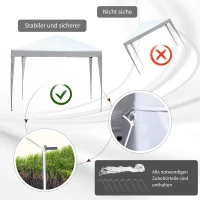 Outsunny Pawilon składany 3 x 3 m Pawilon ogrodowy Pawilon na imprezy Pawilon ogrodowy Ochrona przed UV Stal + Oxford Biały(m-6)