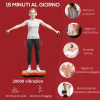 HOMCOM Pedana Vibrante a 99 Livelli di Velocità con Pannello LED, Bande di Resistenza e Telecomando Inclusi, 56x34x12.5 cm(m-7)