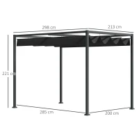 Pergola Outsunny z Przesuwanym Dachem – Idealna na Taras i Ogród, Czarno-Szara(m-3)