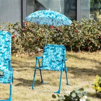 Outsunny krzesło kempingowe dla dzieci z parasolem krzesło plażowe dla dzieci krzesło składane 1-3 lat lekkie metal niebieskie 39x39x52 cm(m-2)