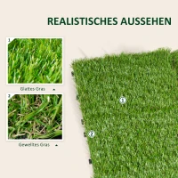 Outsunny® set van 10 terrastegels set kunstgrastegels 300x100 cm grasmat vloertegel, 10 stuks, 25mm, 30x30 cm, groen(m-6)