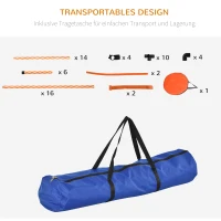 PawHut 5-delig. Behendigheidsset voor honden hondentraining met hondentunnel training voor huisdieren inclusief draagtas gemakkelijk te dragen kunststof polyester oranje + wit(m-6)