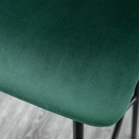 HOMCOM Set de 4 scaune de bar modern, scaun de bucatarie, de bar tapitate cu spatar, picioare de otel, verde(m-8)