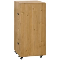 HOMCOM Dulap de vinuri rulant pentru 14 sticle, bufet de bucatarie pe roti cu usa, sertar, rafturi deschise pentru sufragerie, bar de casa, maro inchis(m-10)