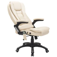 HOMCOM® bureaustoel massage- en warmtefunctie kantoorstoel directiestoel gaming stoel massagestoel met vibratie op 6 punten draaibaar (crème)(m-11)