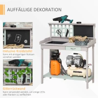 HOMCOM Houten plantentafel tuiniertafel tuintafel bloementafel met schuiflade kuip tuin(m-4)