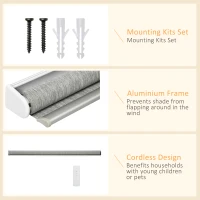 HOMCOM WiFi Smart Roller Blinds Work with TUYA App, Window Shade with Rechargeable Battery, Electric Shades Blind Easy Fit Home Office Living Room Bathroom Kitchen, Grey, 90cm x 180cm(m-8)