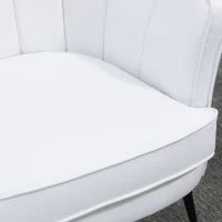 HOMCOM Fotoliu modern din piele artificiala cu picioare de otel, scaun decorativ tapitat, pentru sufragerie si dormitor, alb(m-6)