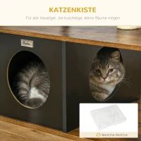 PawHut Kattenmeubel Krabpaal met Kattenhol Kattenhuis met Kattenbed Kussen Hangmat Sisal Bruin 64 x 40 x 60cm(m-5)