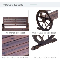 Outsunny 2-persoons tuinbank zitbank wieldesign tuinzitje houten bank landelijke stijl(m-5)