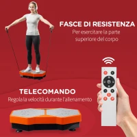 HOMCOM Pedana Vibrante a 99 Livelli di Velocità con Pannello LED, Bande di Resistenza e Telecomando Inclusi, 56x34x12.5 cm(m-5)