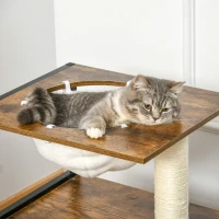 PawHut Kattenmeubel Krabpaal met Kattenhol Kattenhuis met Kattenbed Kussen Hangmat Sisal Bruin 64 x 40 x 60cm(m-8)