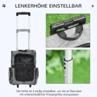 Pawhut Hondentransporttas en Huisdier Rugzak, 2-in-1 Ontwerp, Uitschuifbare Handgreep, Zijzakken, Grijs, 42 x 25 x 55 cm(m-5)