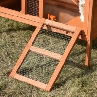 PawHut konijnenhok, konijnenhok, dubbele verdieping konijnenkooi met asfalt dak, helling, massief hout, naturel 102 x 56 x 85 cm(m-8)