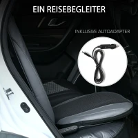 HOMCOM Massagegerät, Massageauflage, Massagefunktion, Vibration, Wärmefunktion, Kunstleder, Schwarz+Grau, 45 x 39 x 78cm(m-7)