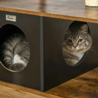 PawHut Kattenmeubel Krabpaal met Kattenhol Kattenhuis met Kattenbed Kussen Hangmat Sisal Bruin 64 x 40 x 60cm(m-7)