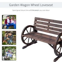 Outsunny 2-persoons tuinbank zitbank wieldesign tuinzitje houten bank landelijke stijl(m-4)