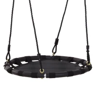 HOMCOM Nestschaukel Kinderschaukel Garten-Schaukel Kinder Rundschaukel bis 100 kg belastbar Metall Netzgewebe Schwarz Ø60 cm(m-1)