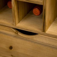 HOMCOM Dulap de vinuri rulant pentru 14 sticle, bufet de bucatarie pe roti cu usa, sertar, rafturi deschise pentru sufragerie, bar de casa, maro inchis(m-7)