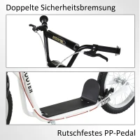 HOMCOM step scooter stadsscooter kinderen luchtband verstelbare step aluminium wit(m-4)