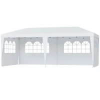Outsunny Opvouwbaar paviljoen paviljoen opvouwbare tent partytent tuintent 3 x 6 m met venster 2 kleuren(m-9)
