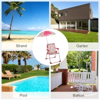 Kinder-campingstoel met parasol strandstoel opvouwbaar voor 1-3 jaar rood(m-7)