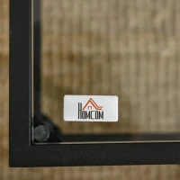 HOMCOM stolik ze szklanym blatem, stolik z 3 półkami, stalowa rama, czarny(m-8)